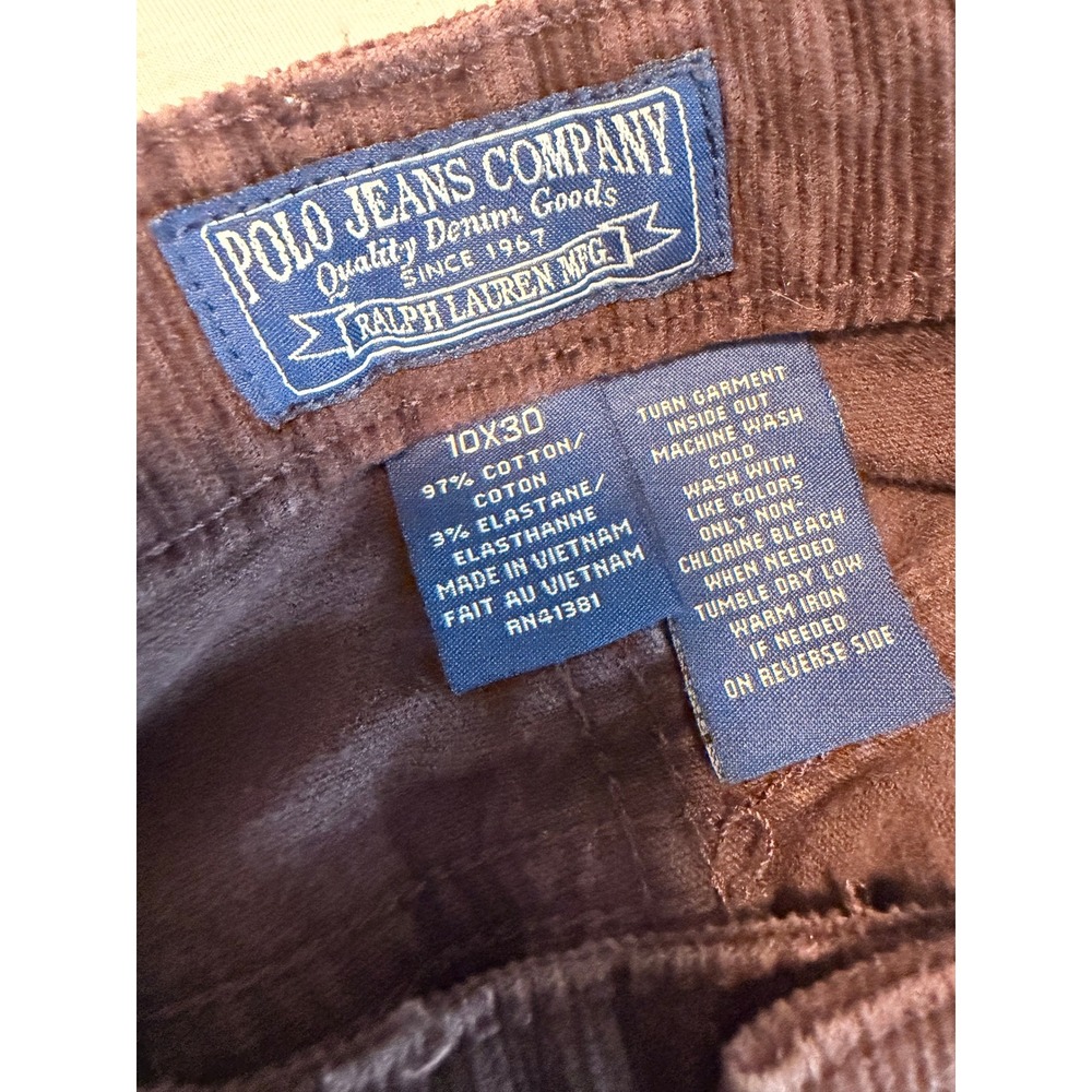 Polo Jeans Ralph Lauren Womens Brown Corduroy Pants Bootcut Size 10x30 - Picture 7 of 7